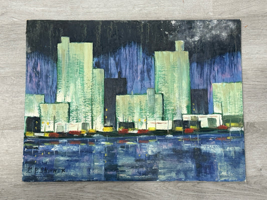'Harborfront Skyline' oil on canvas, 24"W x 18"H