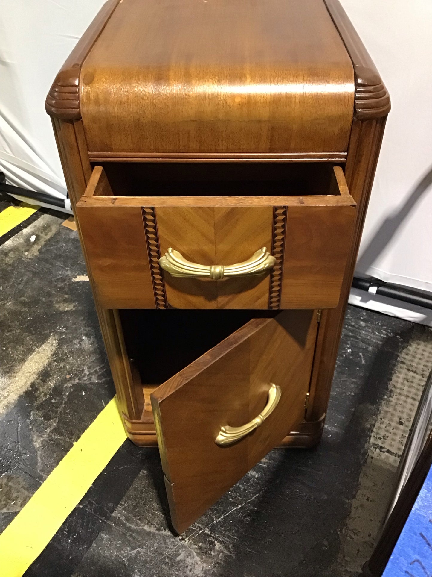 Art Deco Waterfall Nightstand 15" W x 14" D x 28" H