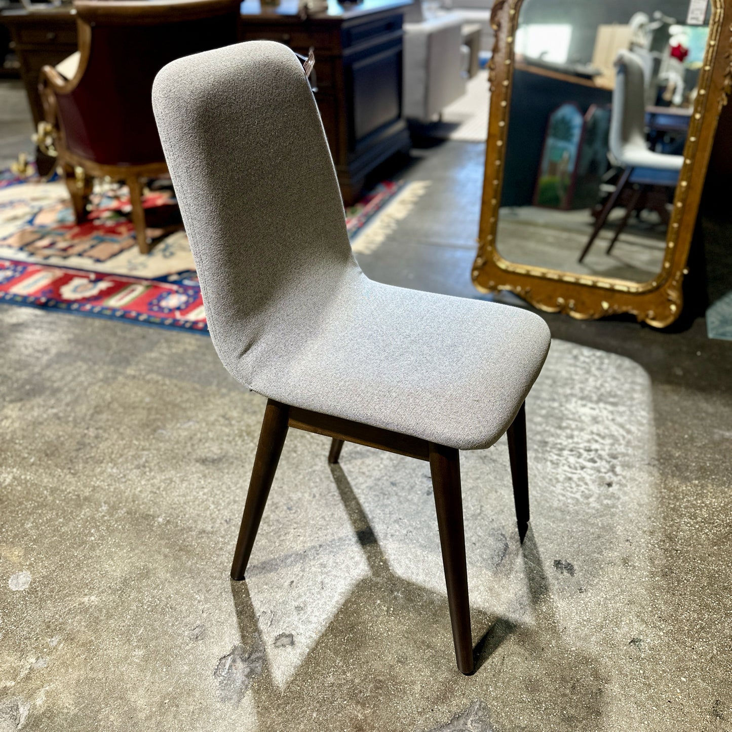 Eldridge Dining Chair, Pebble & Walnut, 16.3" W x 21.25" D x 35" H