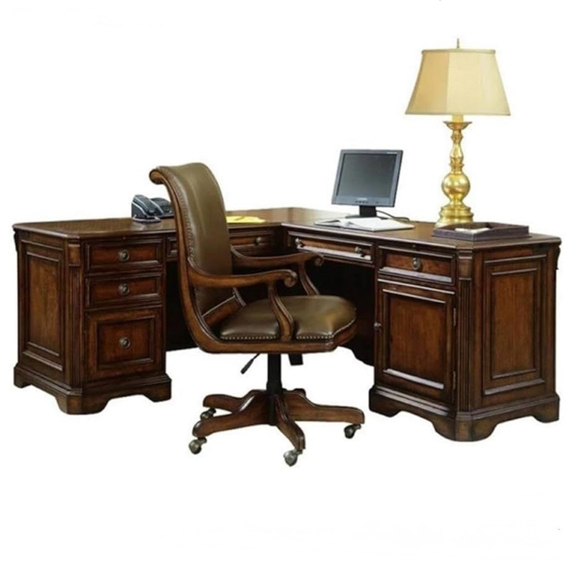Hooker Brookhaven Executive L Right Return, 68.25"W x 79"D x 30.5"H