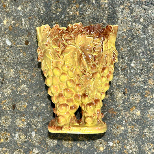 McCoy Grape Trumpet Vase, Brown & Yellow, 7.5" L x 3.5" W x 9" H