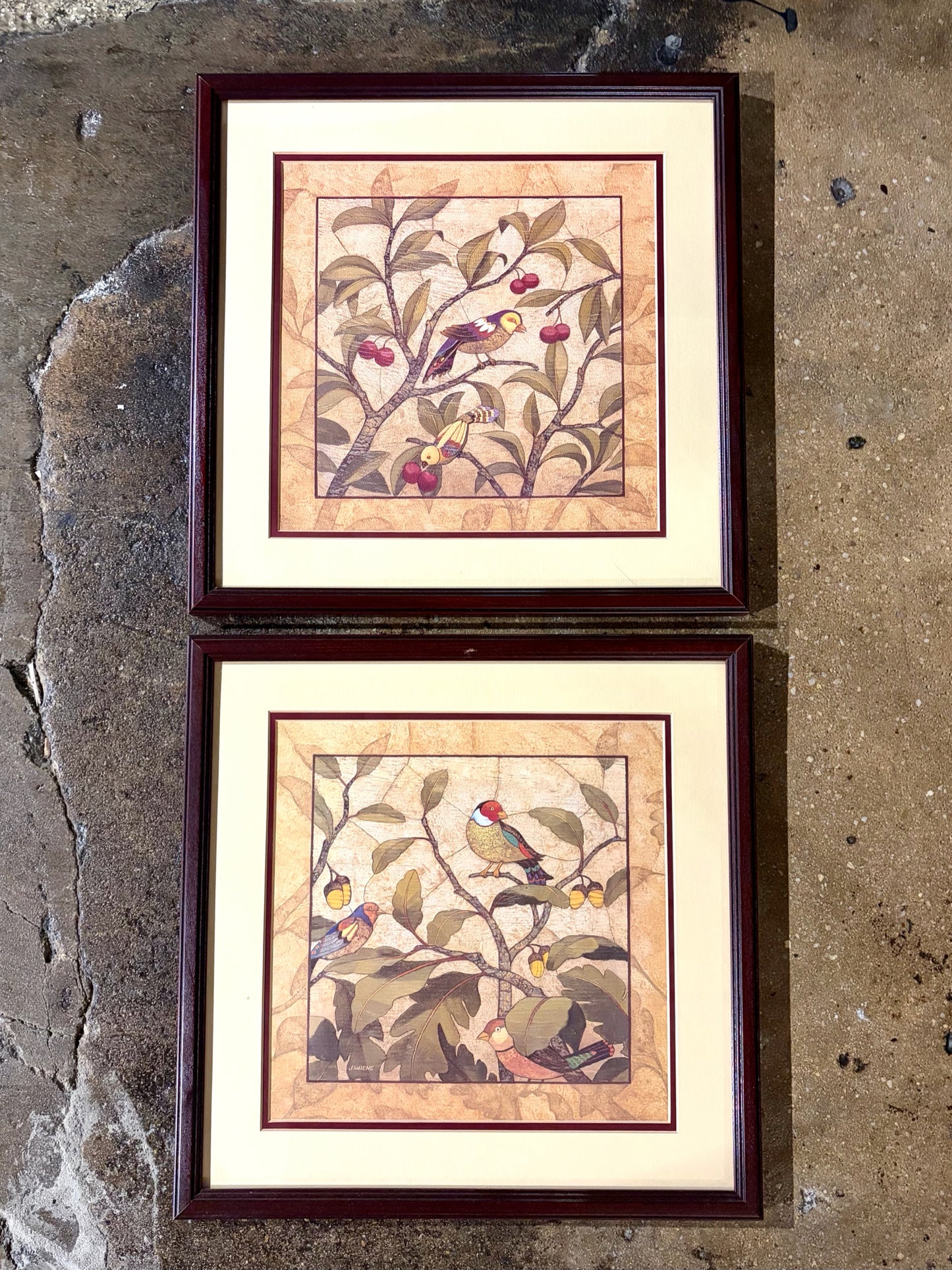 Pair of James Wiens Framed Bird Art Prints, 17.25"W x 17.25"H x 1.5"D