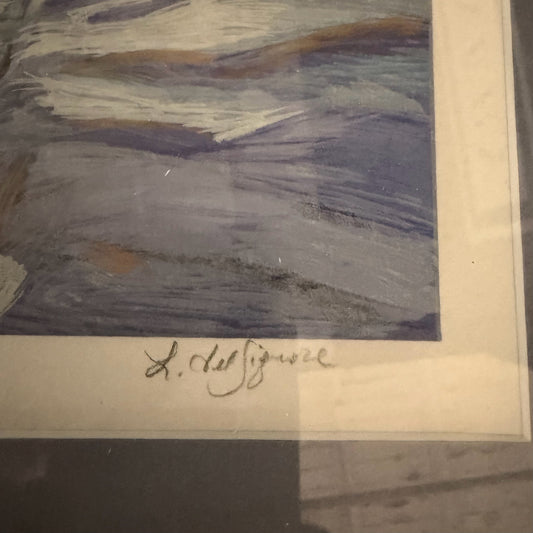 Limited Serigraph 34/50 print "L'Etang" by Littorio Del Signore 17"W x 20"H