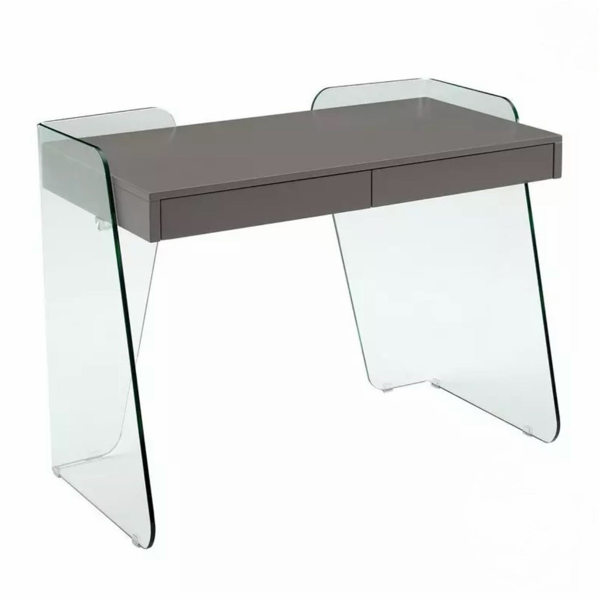 Archie Office Desk, Gray High Gloss, 47"W x 23"D x 31"H