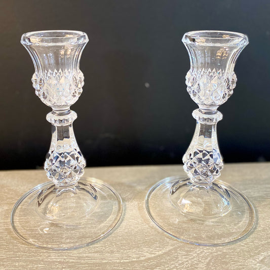 Set of 2 Cristal D'Arques Crystal Candlestick, 6.5"H x 4"D
