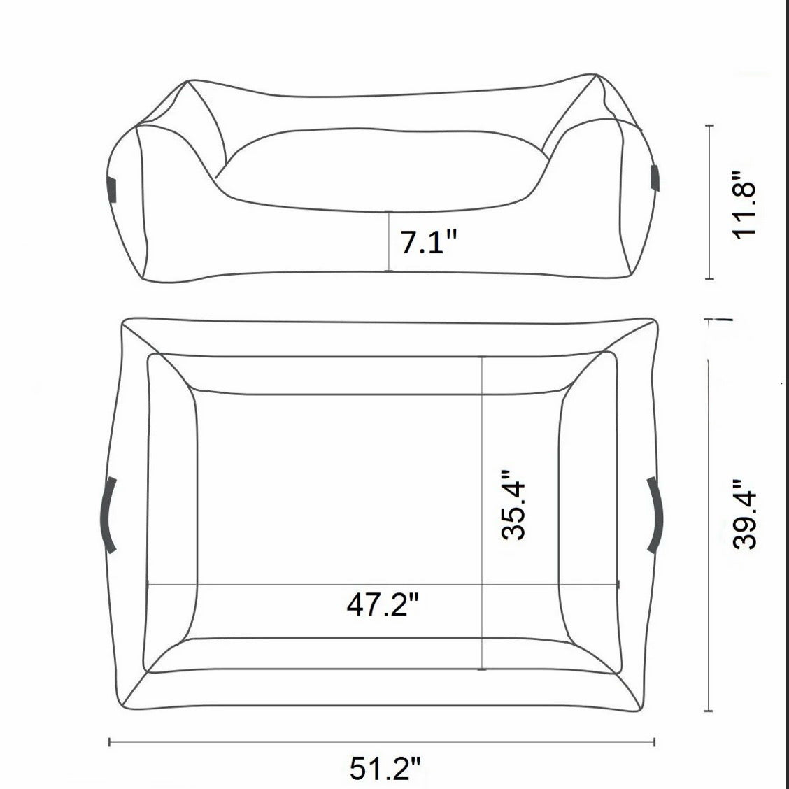 NEW XL Henri Dog Bed, Pebble Organic Cotton, 51.2"W x 39.4"D x 11.8"H
