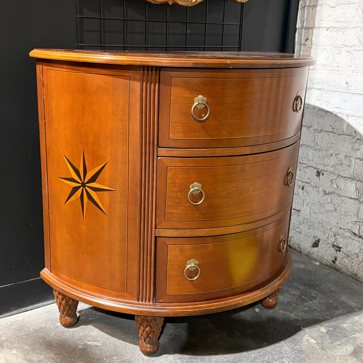 Nautica Home 3 Drawer Demilun Cabinet, 35"W x 17.5"W x 32.5"H