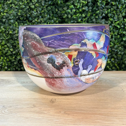 Signed Patrick Dragon Earthenware Vessel 9"Dia x 7"H