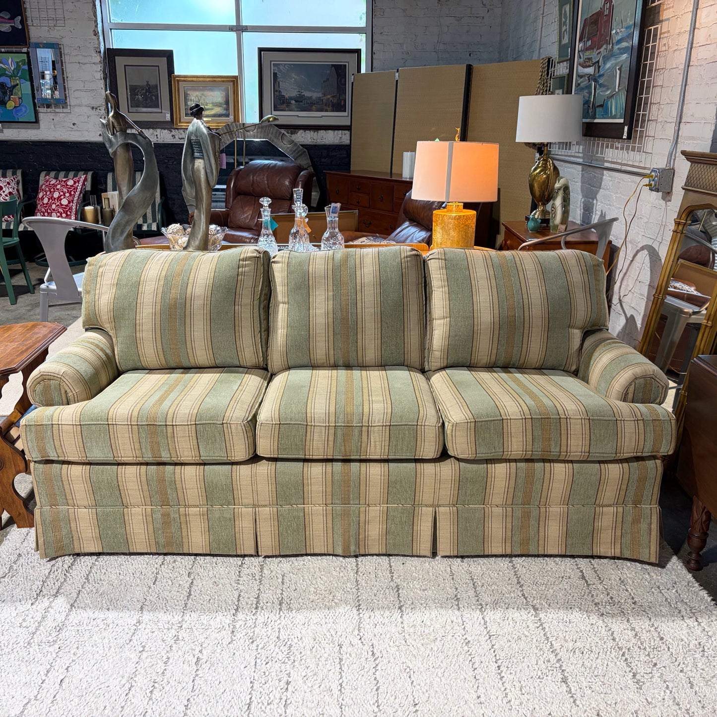 Lake Hickory Striped 3-Seat Sofa, 81"W x 32"H x 34"D