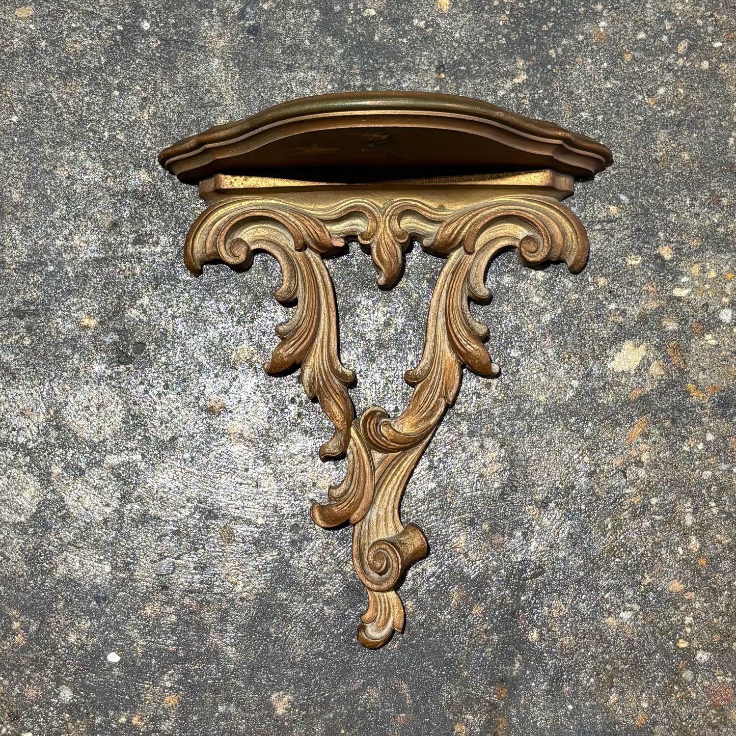 Vintage Syroco Wood Wall Shelf, Antique Gold, 9.5" W x 9" W x 5" D