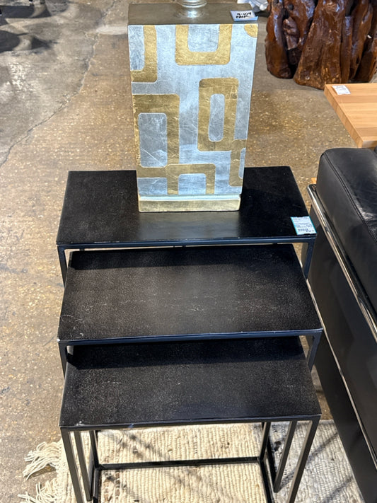 Black marble nesting tables (2), 16"W x 16"D x 20"H
