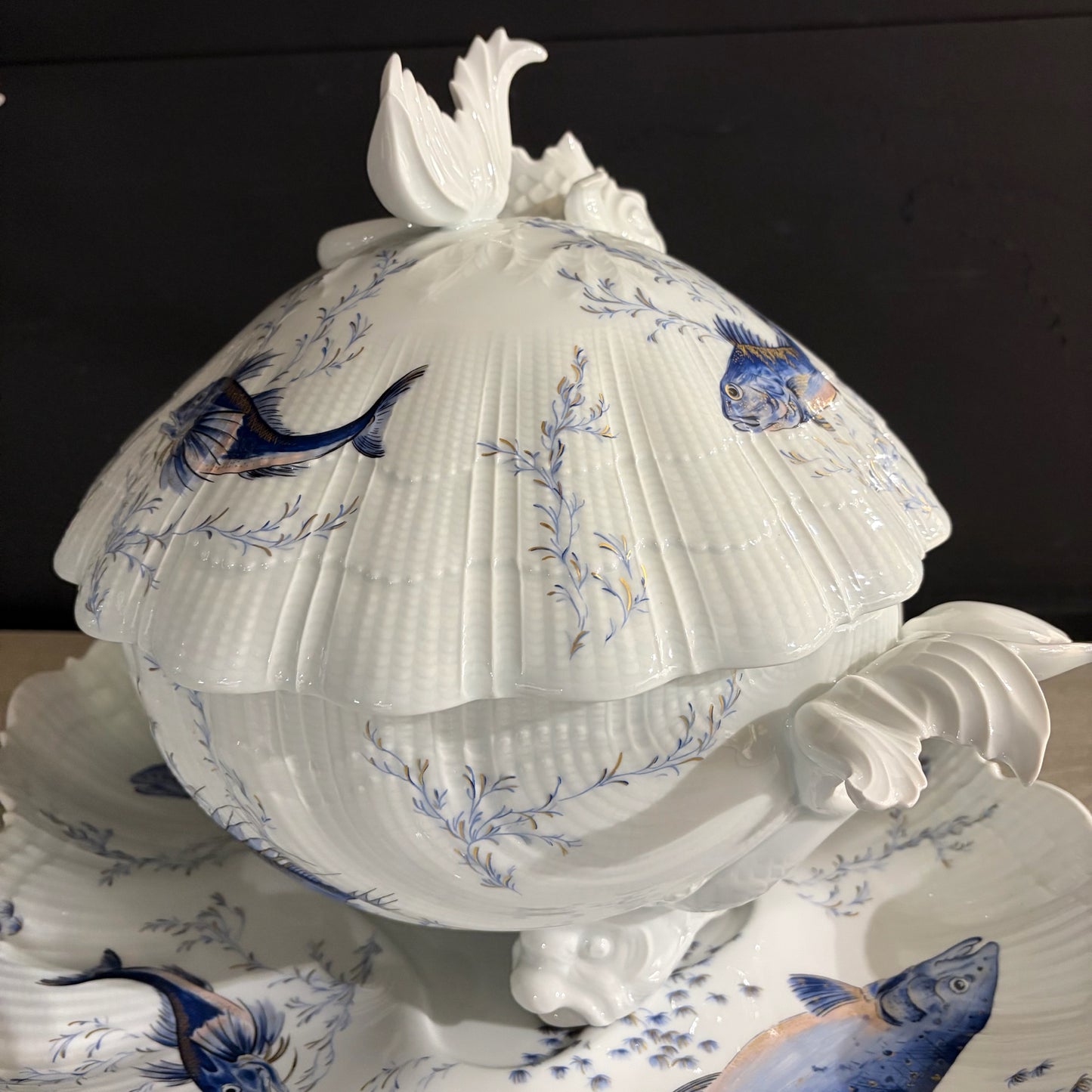 "Corail La Mer" by Limoges Tureen & Underplate, 18"W x 17"D x 13"H