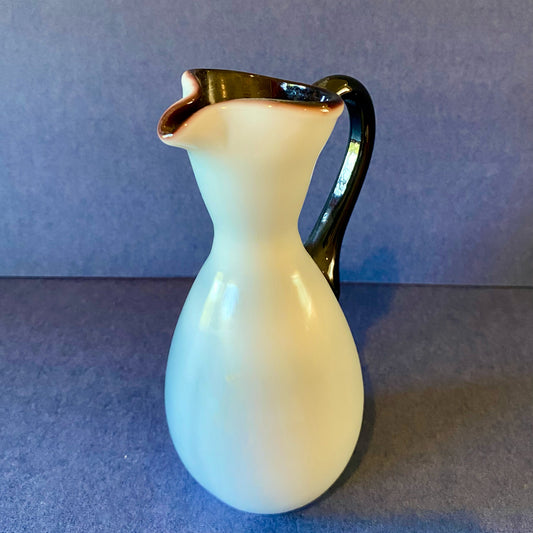 Vintage Pale Blue Milk Glass Ewer, 6"H x 3.5"D x 2.75"W