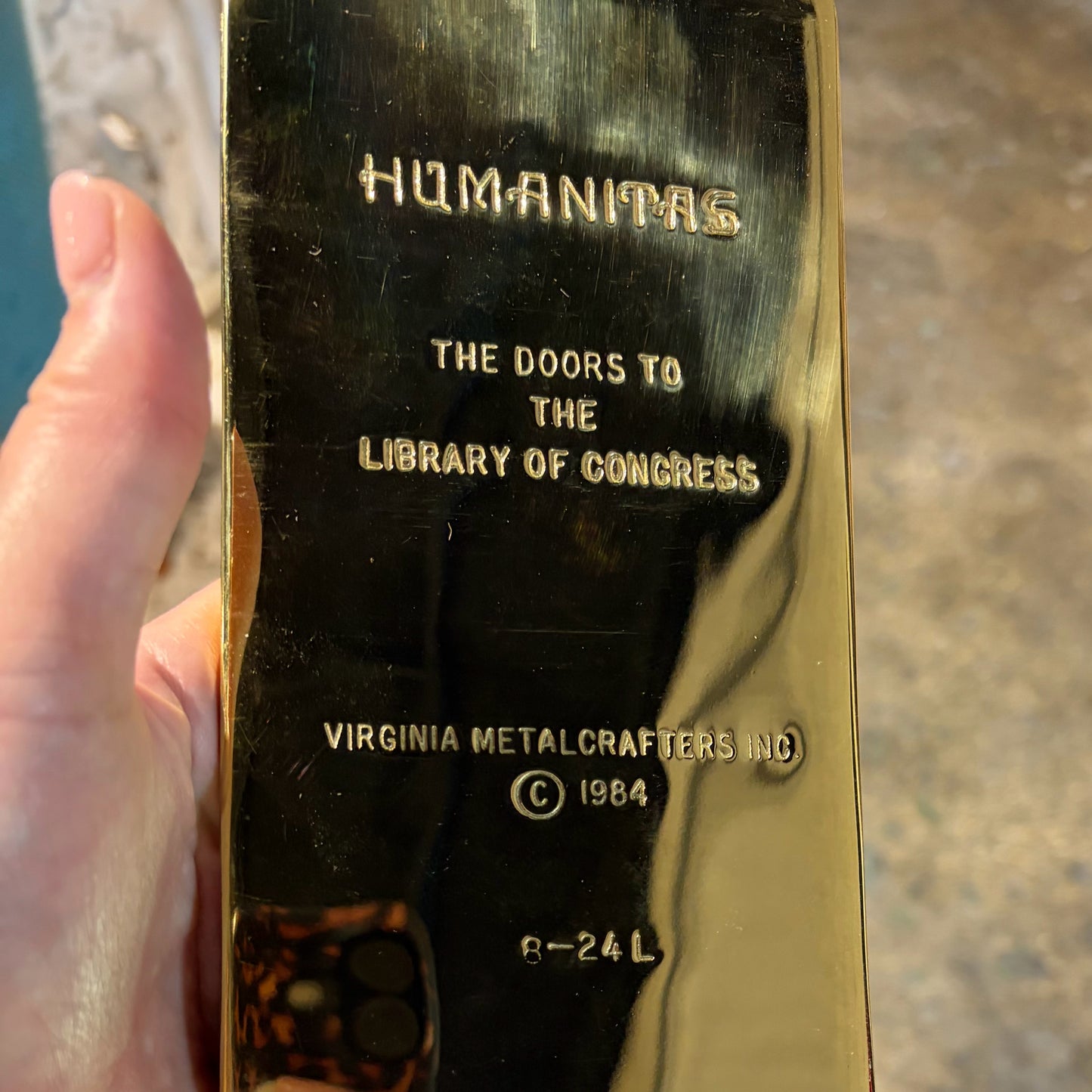 Vintage Brass "Doors of the Library of Congress" Bookends, 3.75"W x 3"D x 7.5"H