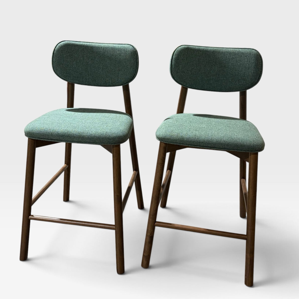 Maia Counter Stool - Fern Green & Walnut (Set of 2), 20.5" W x 24" D x 39.2" H