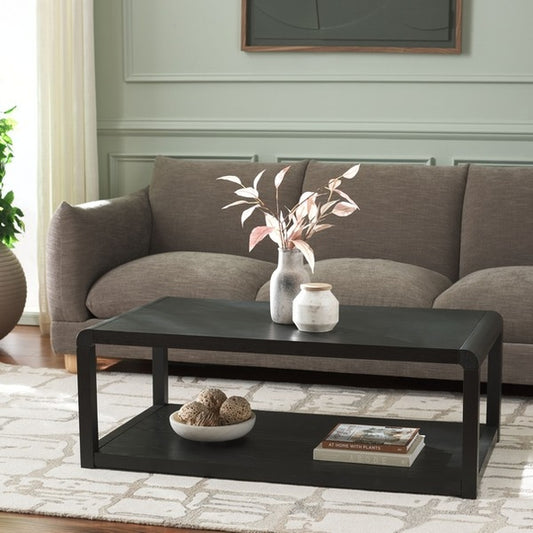 NIB Omara 2 Tier Coffee Table, black, 44.6"L X 23.8"W X 15.8"H