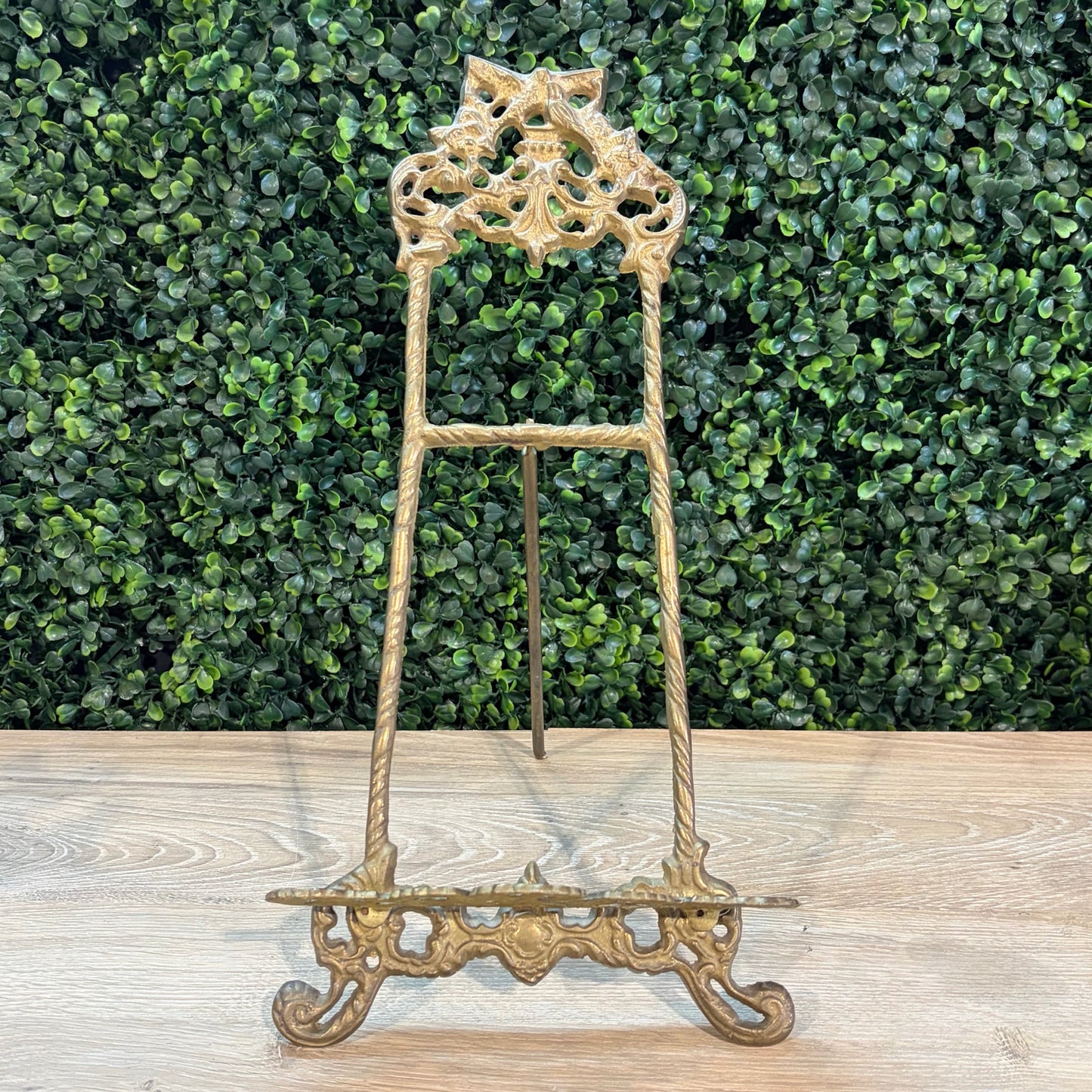 Ornate Brass Easel, 12"H x 7"W x 9"D