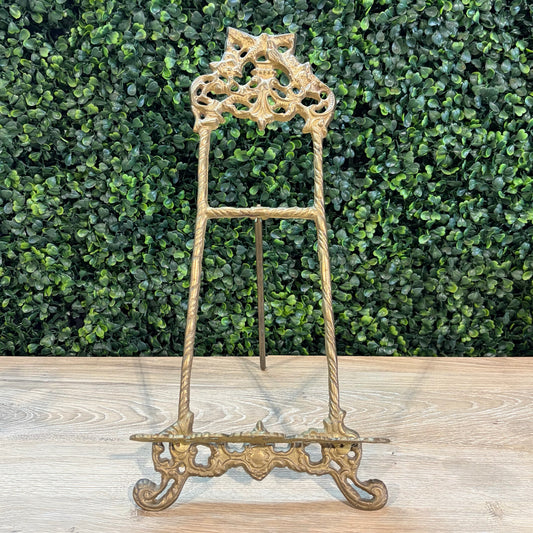 Ornate Brass Easel, 12"H x 7"W x 9"D