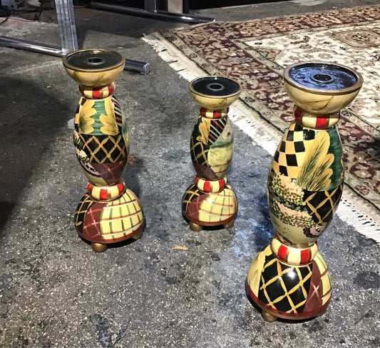 SET of 3 Bombay Co. Candleholders 11",13".15" H