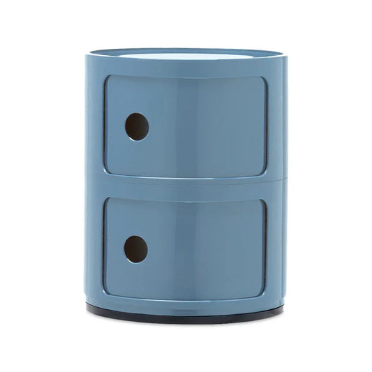 Kartell Componibili 2-Door Round Storage Unit, Blue Glossy, 12.6 Dia x 15.75" H