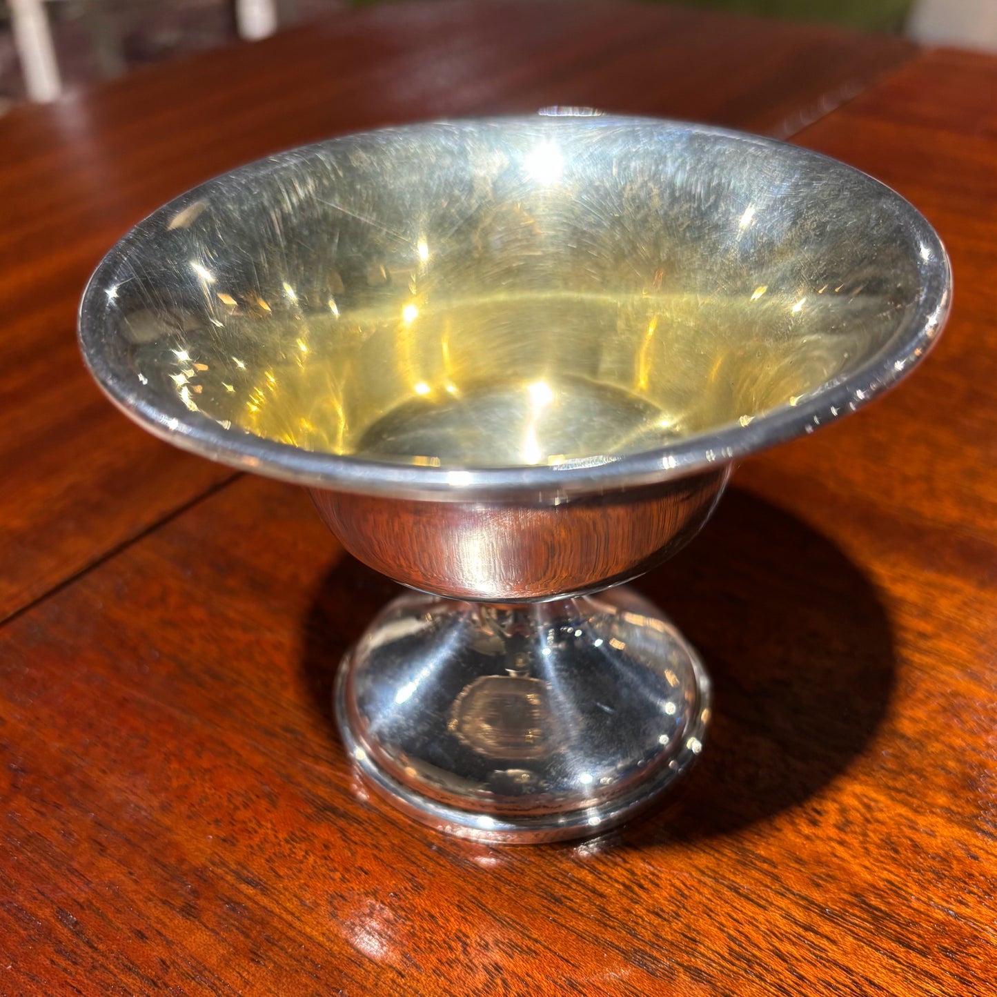 Weighted Sterling Compote w/ Gold Wash 4" W x 4" D x 3" H