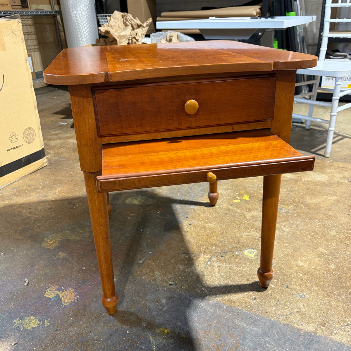 VTG Lexington Side Table w/Drawer & Pull Out Shelf, 25"H x 23"W x 26"D