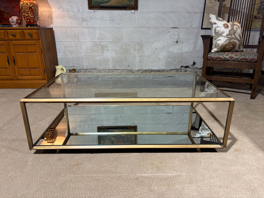 Brass and Mirrored Glass Coffee Table