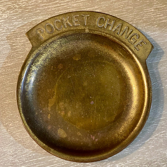 Vintage Brass Pocket Change,  4.5"W x 5.1"D x .5"H