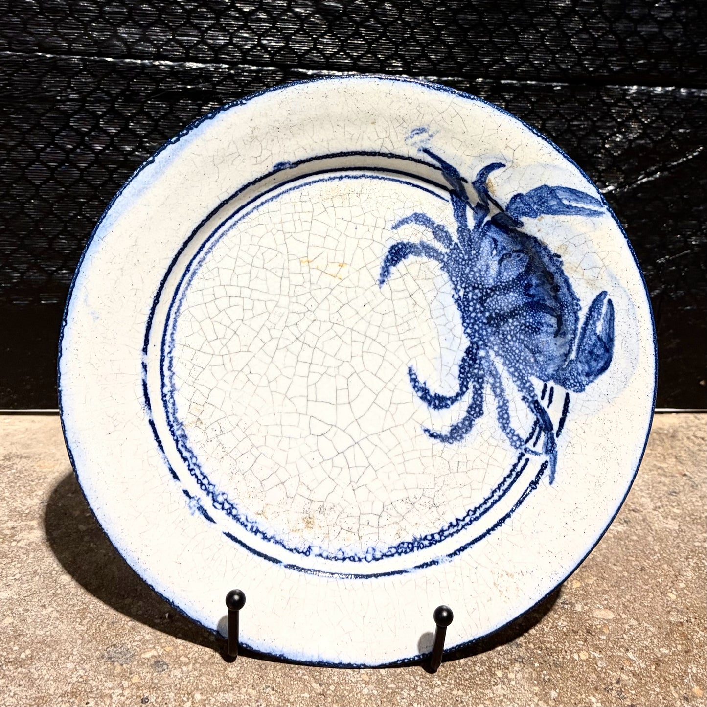 Vintage Dedham Pottery Crab Plate, 8.5"Dia x 1"D