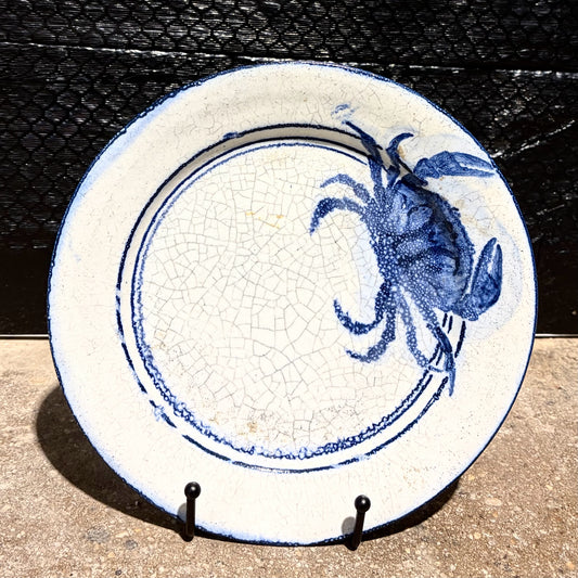 Vintage Dedham Pottery Crab Plate, 8.5"Dia x 1"D