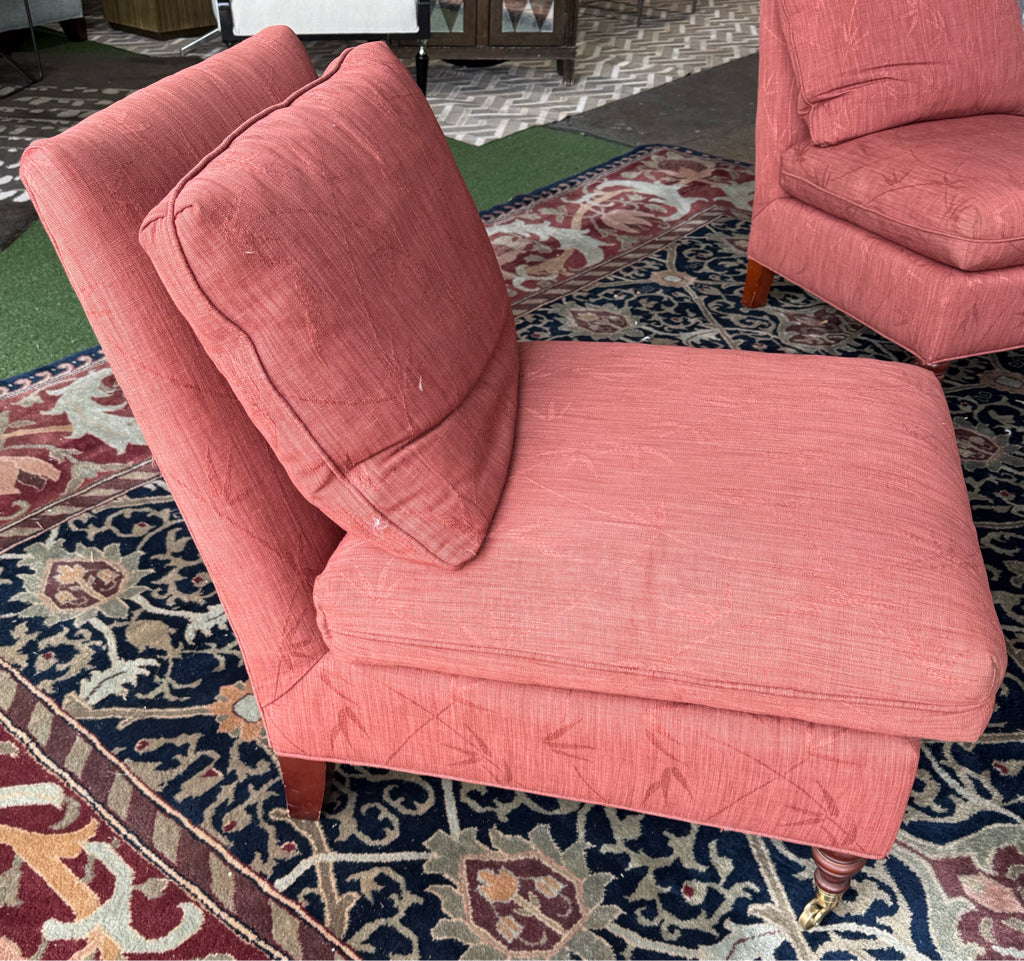 Slipper chair, terra cotta, down filled, AS IS, 25"W x x 30"D x 32"H
