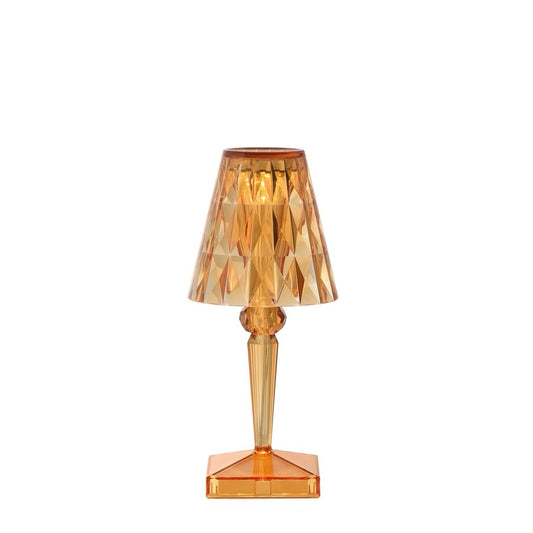 Kartell Battery Table Lamp, Rechargeable, Pastel Orange, 4.7"W x 4.7"D x 10.5"H