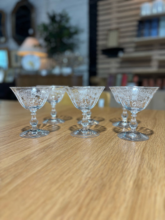 SET 6 Fostoria Champagne/Sorbet Glasses 3.75" D x 4.5" H