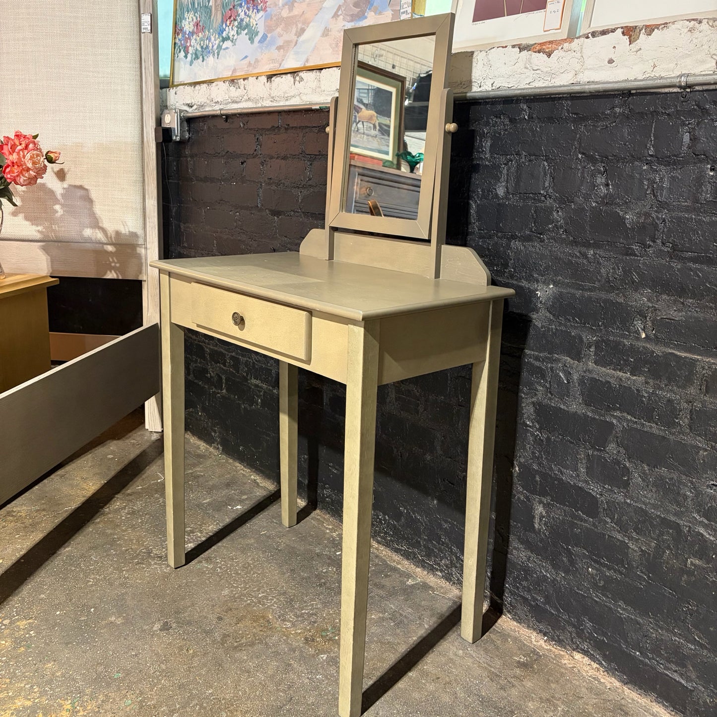 Vanity Table w/Tilting Mirror, Sage, 28"W x 16"D x 50.25"H