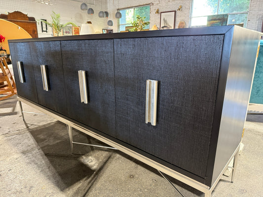 Chelsea House Williams credenza,grasscloth/nickel hardware, 84"L x 20"D x 35"H