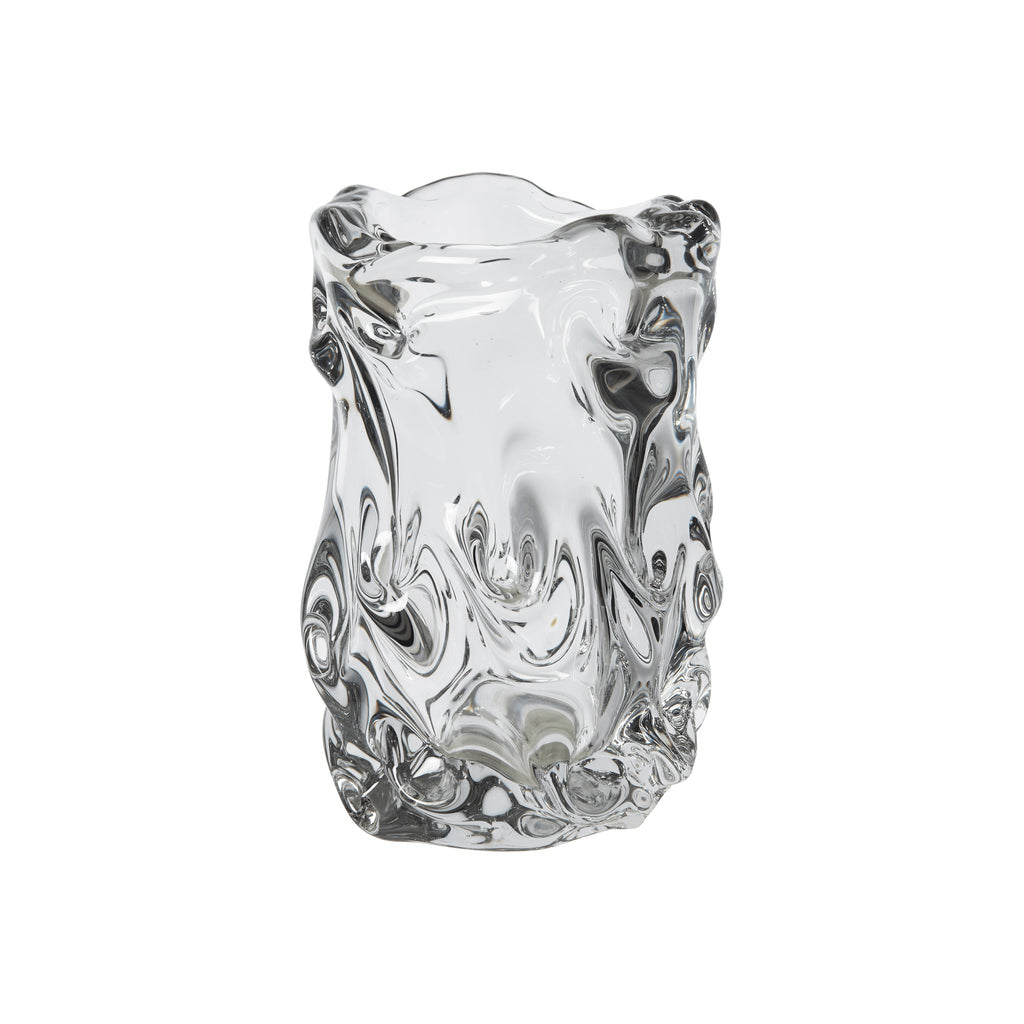 NIB Virelle Vase, crystal, 6.3" W x 9.4" D x 5.9" H