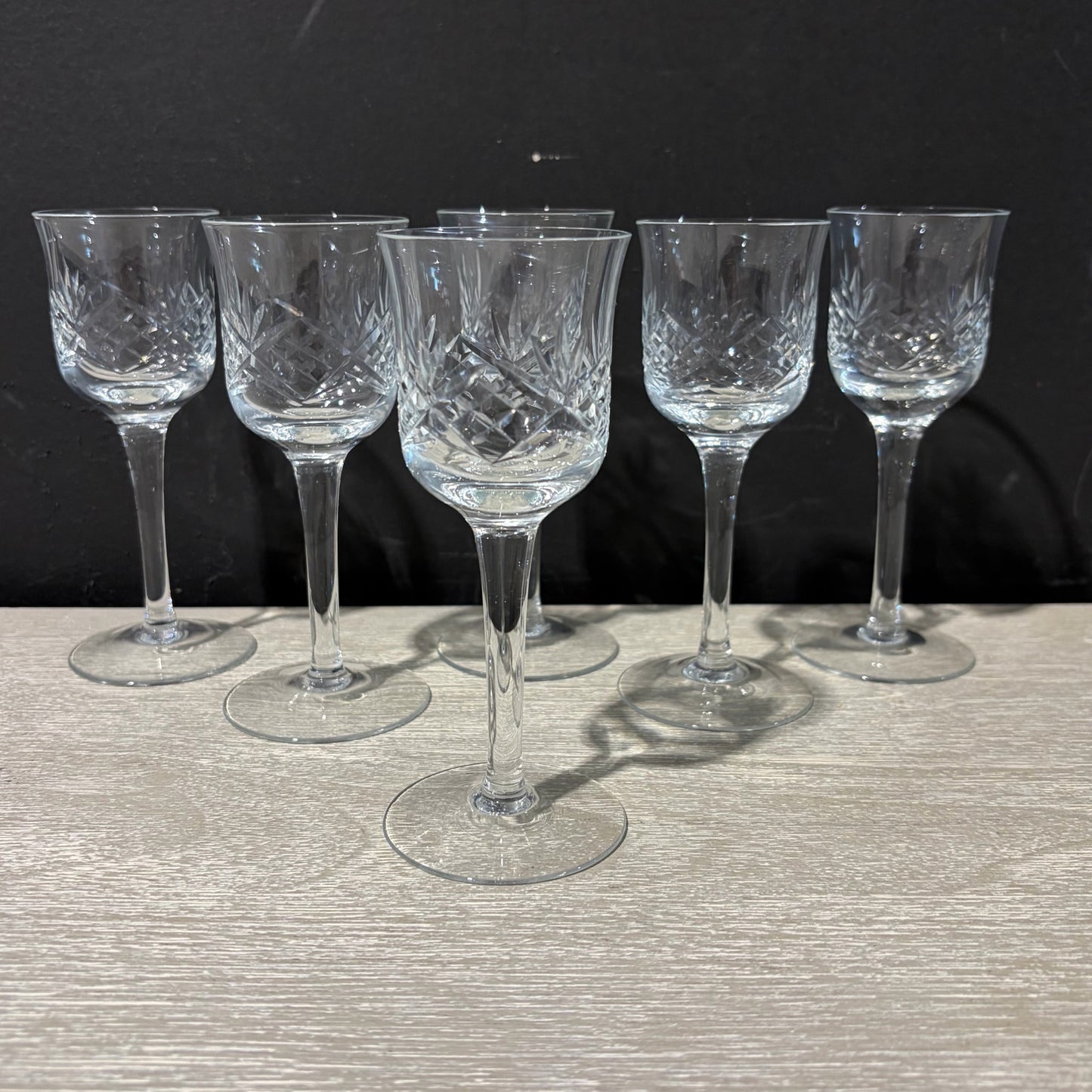 Set of 6 Crystal Cordials 4.25"H x 2"Dia