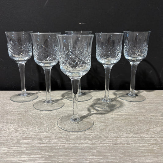 Set of 6 Crystal Cordials 4.25"H x 2"Dia