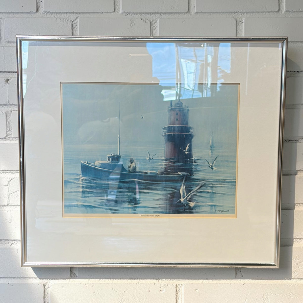 Framed 'Thimble Shoal Light' Print, 16"W  x 14"H