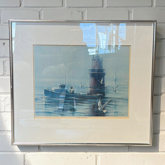 Framed 'Thimble Shoal Light' Print, 16"W  x 14"H
