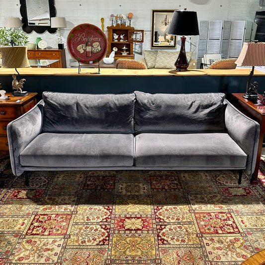Deep Purple-ish Grey Couch, Preformance Velvet, 88" L x 36" W x 27" H