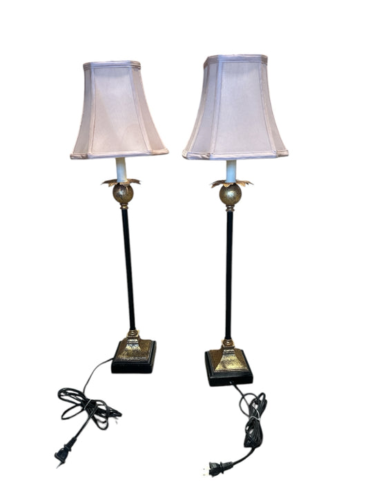 Blk/gold column lamp 28"H