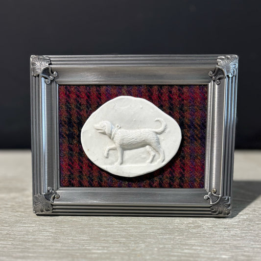 Dog Intaglio in Frame 5" L x 6" W x .5" H