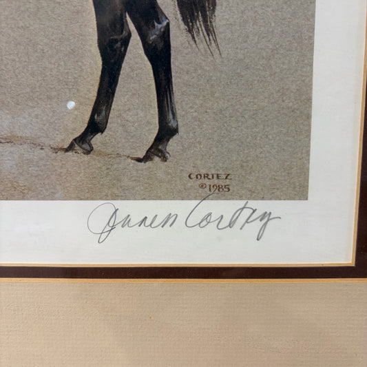 Signed Print "Seattle Slew" by Cortez, 20"W x 18"H