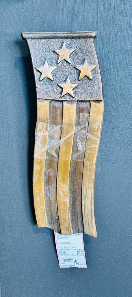 Colby Smith 'Stars & Stripes' brass door knocker, 10.5"L x 3"W