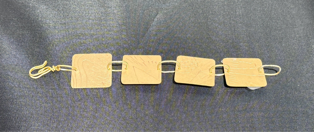 Sandblasted brass link bracelet #888