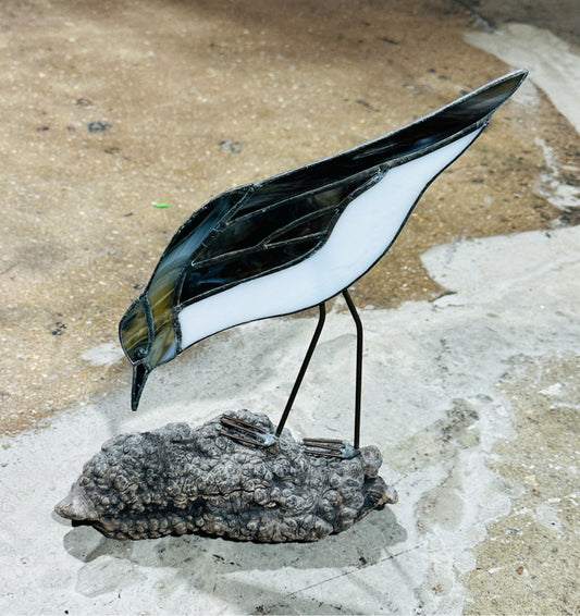 Stained glass shore bird, 8"W x 4"D x 11"H