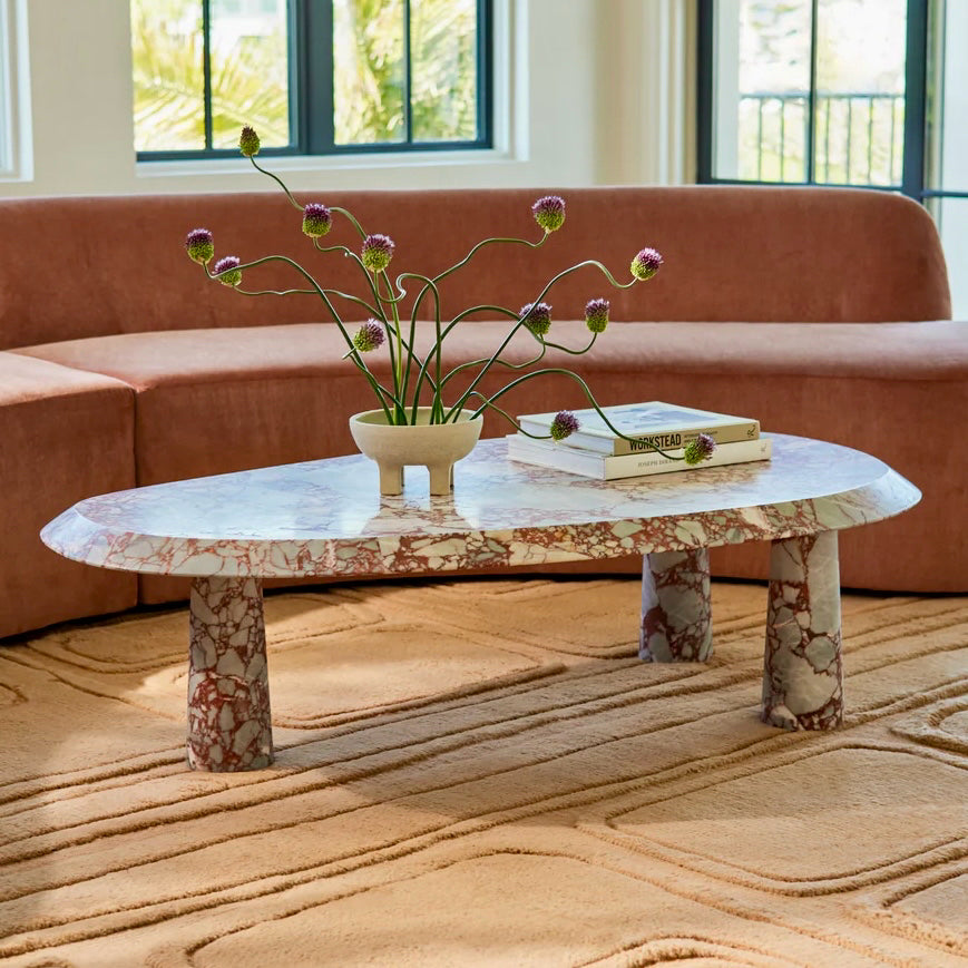 Rodolfo Marble Coffee Table, Rust / Grey / White, 5" W x 34" D x 15" H