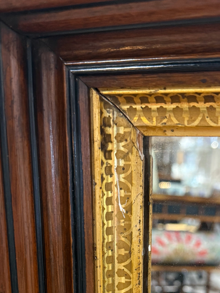 VTG cherry rectangle mirror, gold trim, 26"W x 34"H x 2"D