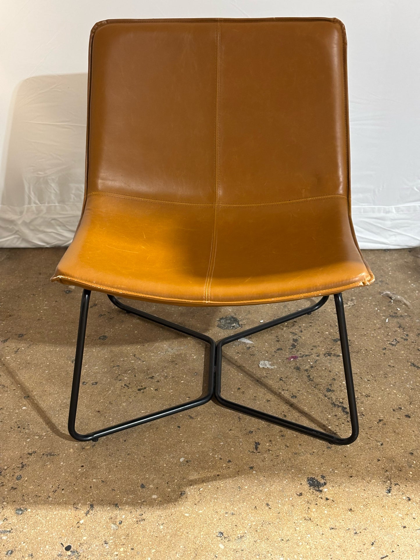 West Elm Slope Leather Lounge Chair 30.5" H x 25" W x 24" D